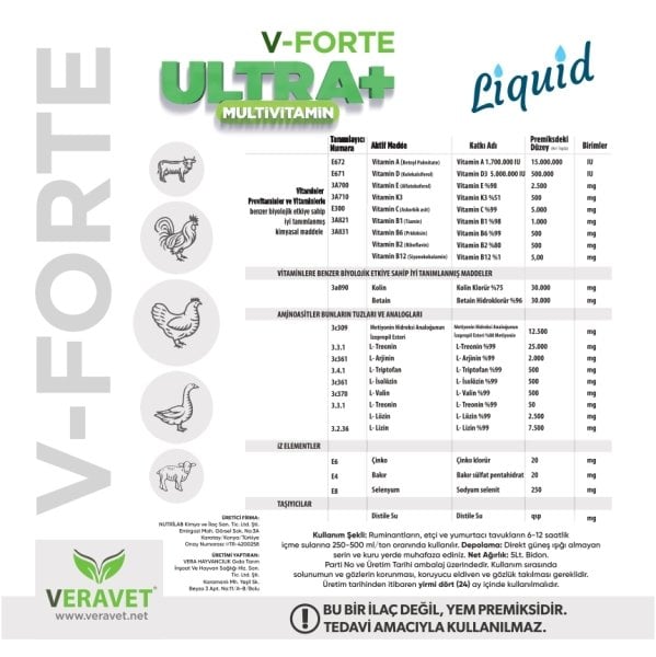 VİTAMİN, MULTİVİTAMİN SIVI V-FORTE ULTRA + Liquid 5 LT.